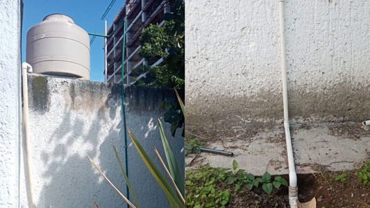 o) Tubería de agua para la cabaña